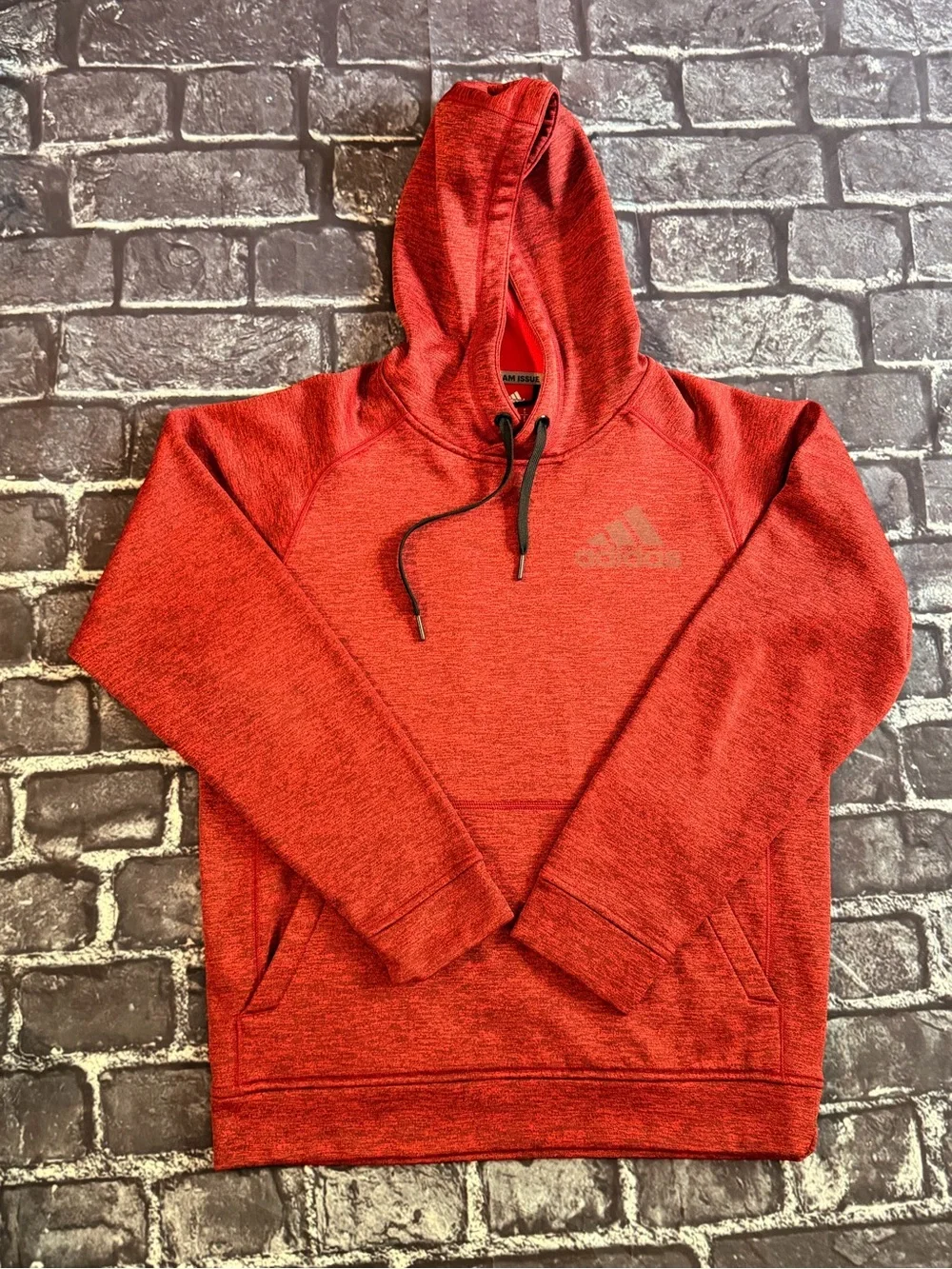 adidas Men's Red Hooded Sweatshirt Pullover